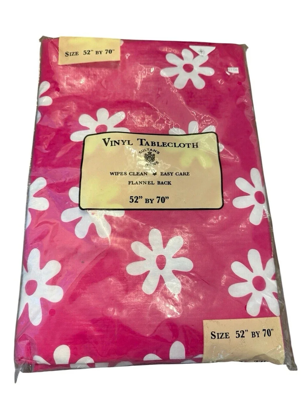 Sultran Linens Vinyl Tablecloth Flannel Back In Original Package 52 X 70